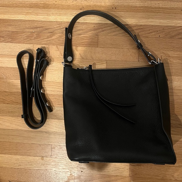 ALLSAINTS All Saints Kita Pebbled Leather Crossbody Shoulder Bag Black - Picture 4 of 6